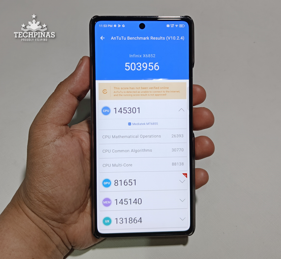 Infinix NOTE 40 5G X6852 MediaTek Dimensity 7020 AnTutu Benchmark Score